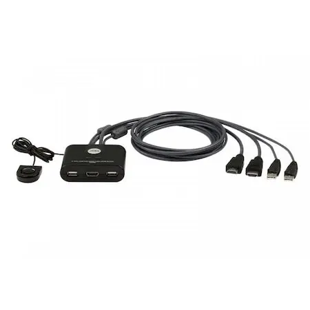 ATEN Switch KVM 2 porturi, ATEN, USB/HDMI, VGA, FHD, Negru