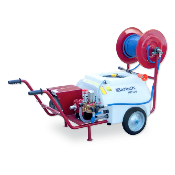 Atomizor 100l cu motor electric monofazat 1,5 kw, tambur si furtun de presiune 25m, 8mm, 75 bar
