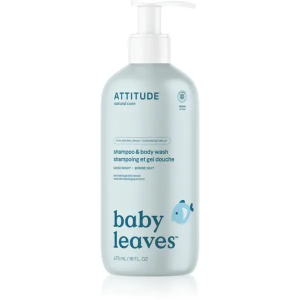 Attitude Baby Leaves Shampoo & Body wash Gel de dus si sampon pentru copii Good Night 473 ml