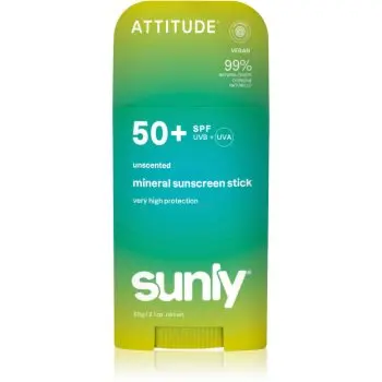 Attitude Sunly Mineral Sunscreen Stick SPF 50+ crema de fata cu minerale pentru protectie stick