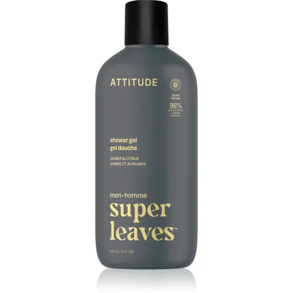 Attitude Super Leaves Men Shower Gel gel de duș pentru barbati Amber & Citrus 415 ml
