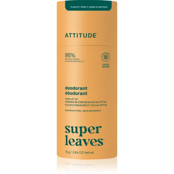 Attitude Super Leaves Natural Deodorant deodorant solid natural fără aluminiu Orange Blossom & Eucalyptus 75 g