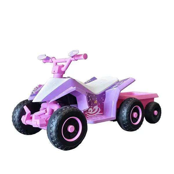 ATV electric pentru copii cu remorca, roti rezistente si design off-road - Roz