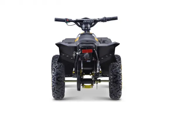 Atv electric pentru copii Hiperfect, Yellow, cu motor 1000W, baterie de 48V12Ah, viteza 35 kmh, cadrul din metal armat, echipat cu roti pneumatice, suspensii, faruri LED frontale, claxon integrat, pornire cu cheie
