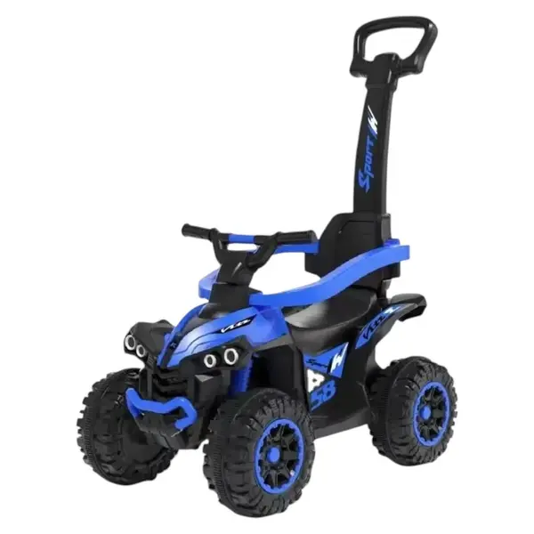ATV pentru copii Novokids Little Beast Albastru, cu melodii si lumini, maner de impins detasabil, fara pedale, greutate admisa 25 kg