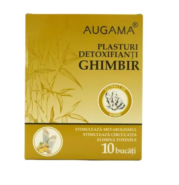 Augama Plasturi detoxifianti cu ghimbir pentru talpi 10 cm x 12 cm 10 bucati