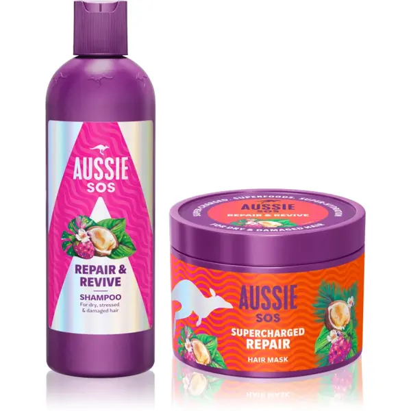 Aussie SOS Repair, Revive & Repeat set cadou pentru par si scalp deteriorat