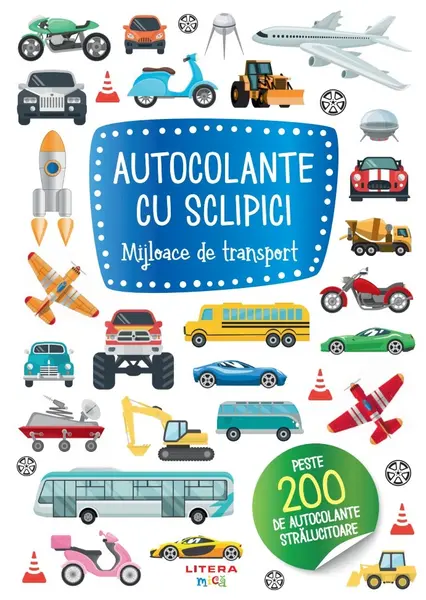 Autocolante cu sclipici. Mijloace de transport