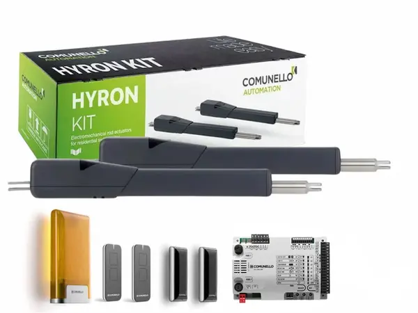 Automatizare porti batante Comunello HYRON 220, 2x2.25m, 2x220kg, 24V, 70W, 1500N, IP44, placa HP, GKHN22MHLF900A