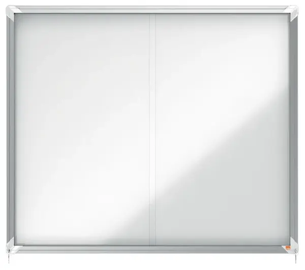 Avizier NOBO Premium Plus, interior, otel emailat, 15x A4, geam glisant si cheie, magnetic, alb Avizier NOBO Premium Plus, interior, otel emailat, 15x A4, geam glisant si cheie, magnetic, alb