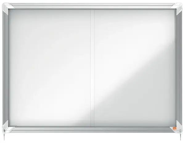 Avizier NOBO Premium Plus, interior, otel emailat, 8x A4, geam glisant si cheie, magnetic, alb Avizier NOBO Premium Plus, interior, otel emailat, 8x A4, geam glisant si cheie, magnetic, alb