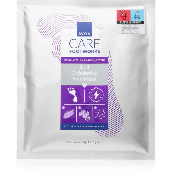 Avon Care Footworks mască regeneratoare pentru picioare și unghii 3 in 1 2x20 ml