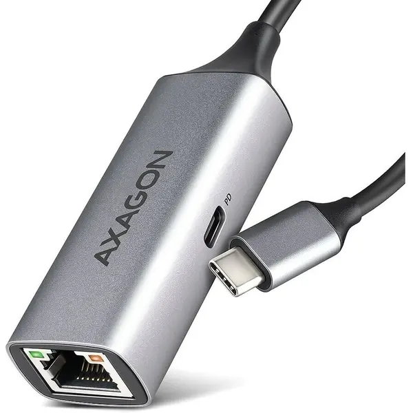AXAGON Adaptor retea Axagon ADE-TXPD, USB-C, Gigabit Ethernet + PD 100W, Gri