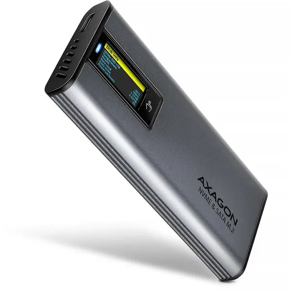 AXAGON Cutie externa Axagon EEM2-SD2 USB-C 10Gbps pentru SSD M.2 NVMe si SATA, Negru