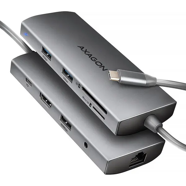 AXAGON Hub USB AXAGON HMC-8HLSA, HDMI, RJ-45, 5Gbps, USB, SD/microSD, PD 100W
