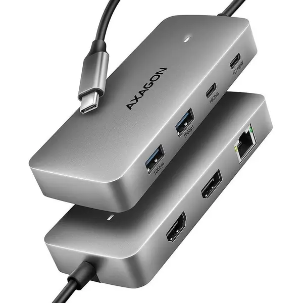 AXAGON Hub USB AXAGON HMC-CUB83X2, USB 3.2 Gen 2, HDMI 8K, DisplayPort 1.4, Ethernet Gigabit, USB PD 100W