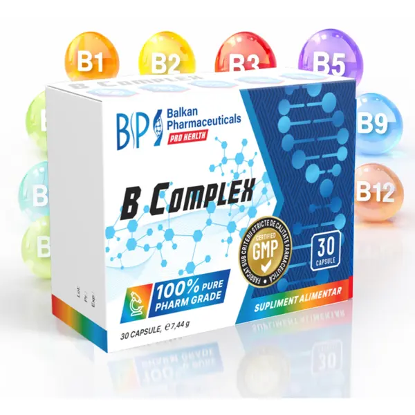 B-Complex, Vitamine B pentru Energie și Reducerea Oboselii, 30 Caps