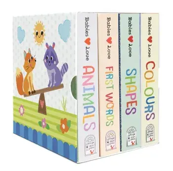 Babies Love Lift a Flap 4 book box set. Animals, Colours, First Words and Shapes/Cottage Door Press