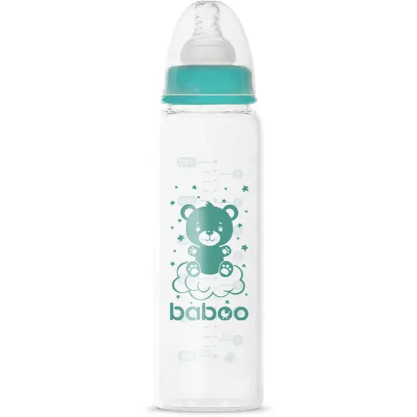 Baboo Anti-colic Glass Feeding Bottle Narrow Neck biberon de sticlă 3m+ 240 ml