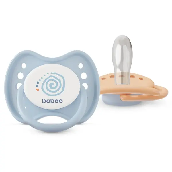 Baboo Soothers Silicone Symmetrical with Case suzetă Blue Haze 6-12 m 2 buc
