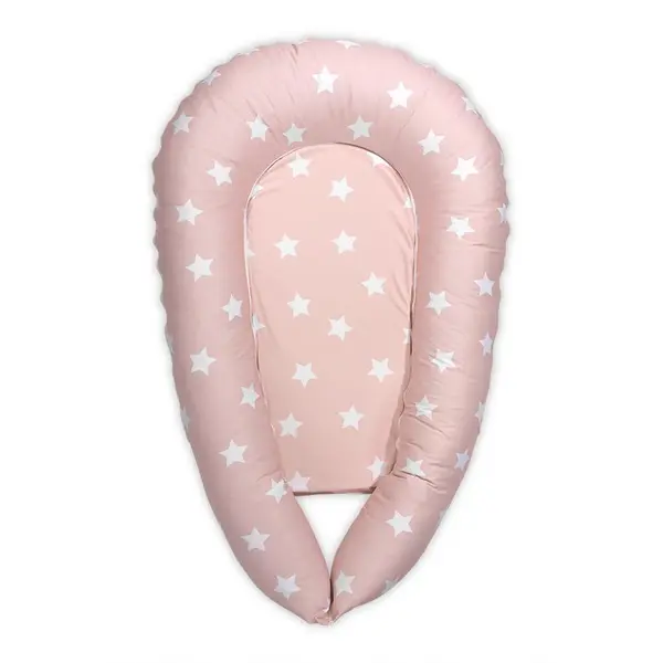Baby Nest 3 in 1 cu husa din bumbac ranforce 110x70x15 cm Pale Blush