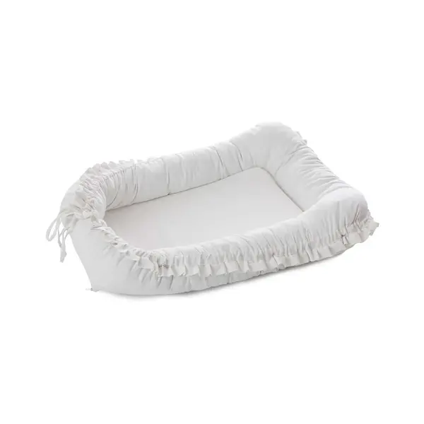 Baby Nest Alb cu Volănașe TWINDECO White Cotton Flower