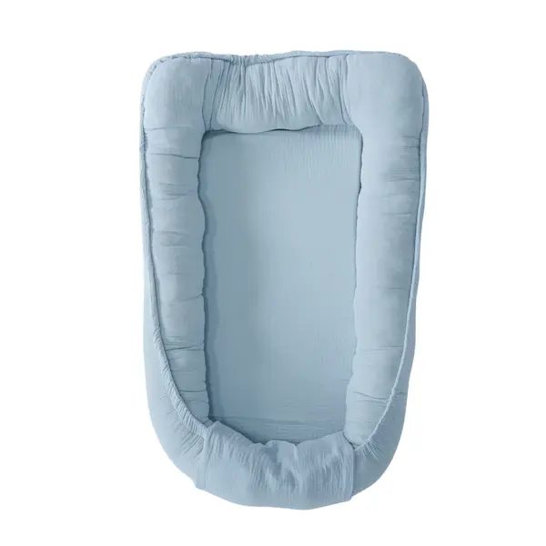 Baby Nest din Muselina Albastru Pal TWINDECO