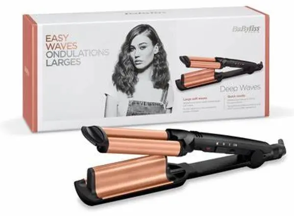 BaByliss Masha pentru păr - Deep Waves W2447E, 200°C, triplu, negru/auriu