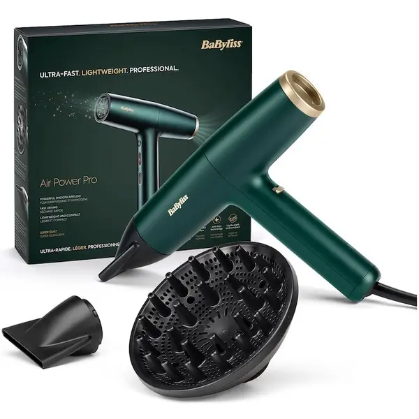 Babyliss Uscator de par BaByliss Air Power Pro D6555DE, 1700 W, 3 trepte viteza, 4 trepte temperatura, Verde