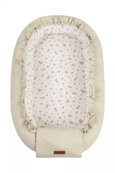 Babynest pentru nou nascut Sensillo Rose Beige 80x45 cm cu doua fete,material din bumbac 100,saltea moale detasabila,reglare cu snur