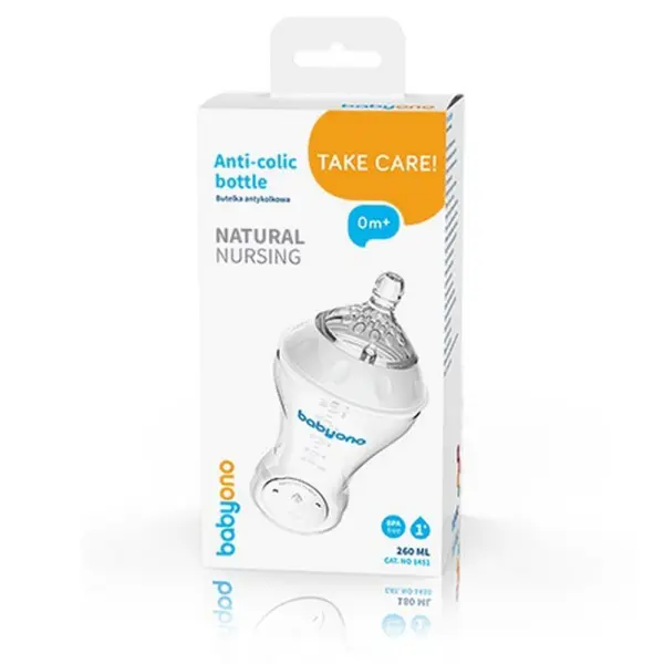 Babyono Biberon anticolic - Alăptare naturală, 260 ml