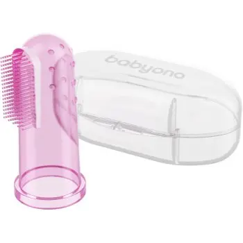 BabyOno Take Care First Toothbrush periuta de dinti pentru deget pentru copii cu sac