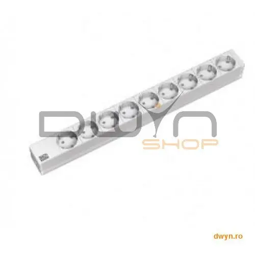 BACHMANN Bachmann, PDU 9 prize Schuko, 1U, impamantare, FARA intrerupator, 2 metri, RAL 7035, Aluminiu