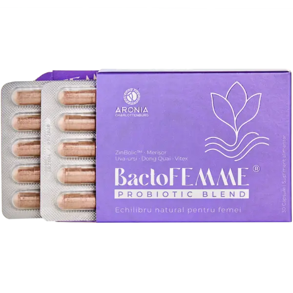 BactoFEMME® — formulă premium pentru echilibrul feminin, cu probiotice, prebiotice, plante și nutrienți esențiali