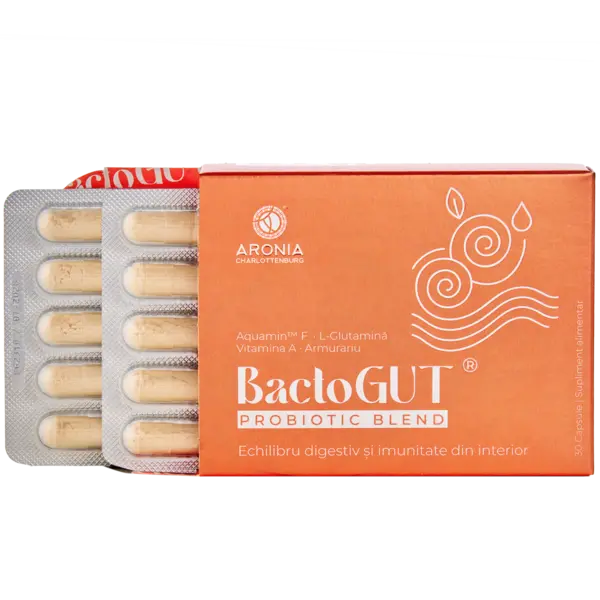 BactoGUT® — formulă premium pentru digestie echilibrată și imunitate puternică, cu probiotice, prebiotice, plante și nutrienți esențiali