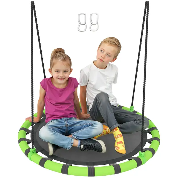 Balansoar AIYAPLAY pentru copii, suportă 150 kg, Ø100 x 180H cm, metal, spumă, negru | Aosom Romania