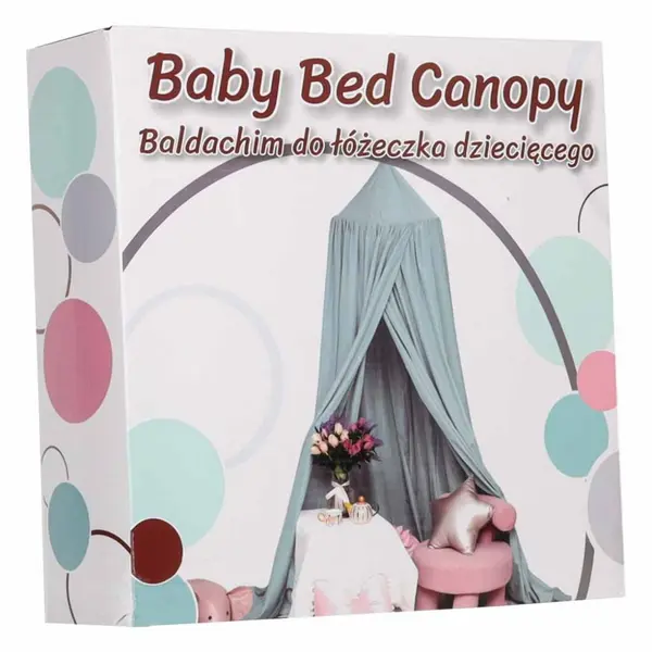 Baldachin pentru copii Blue Boho, tip cort tipi de suspendat, include set complet pentru montaj, inaltime totala 280 cm