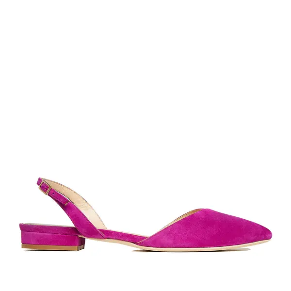 Balerini Alice in V, Piele Intoarsa, Fucsia - 39 / 8 cm