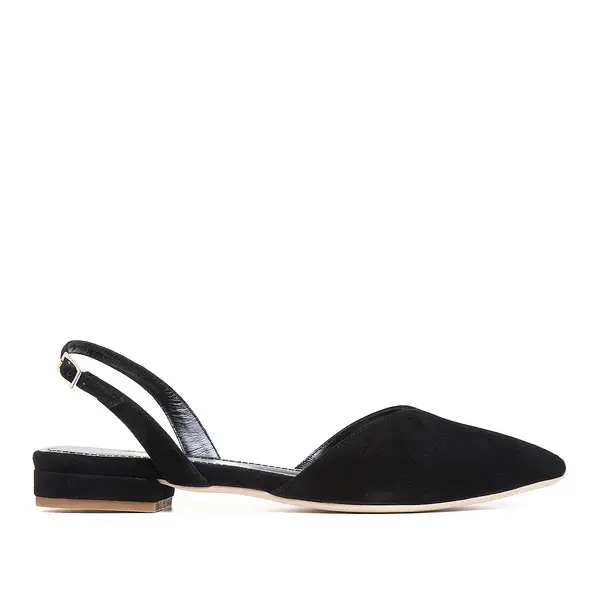 Balerini Alice in V, Piele Intoarsa, Negri - 42 / 9.5 cm