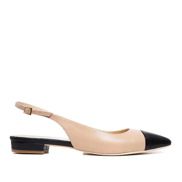 Balerini Alice, Piele Naturala, Nude-Negru - 35 / 1 cm