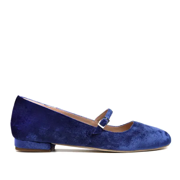 Balerini Carrie, Catifea, Albastru-Royal - 36 / 1 cm
