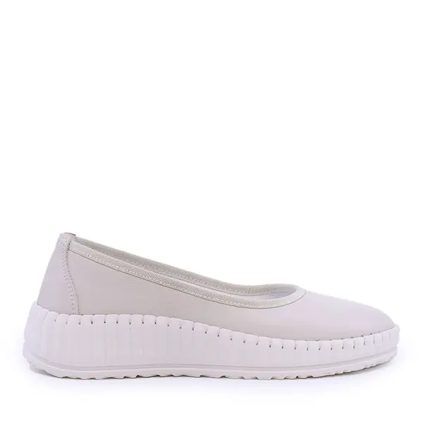 Balerini flexibili femei Benvenuti albi din piele 519DP6489A