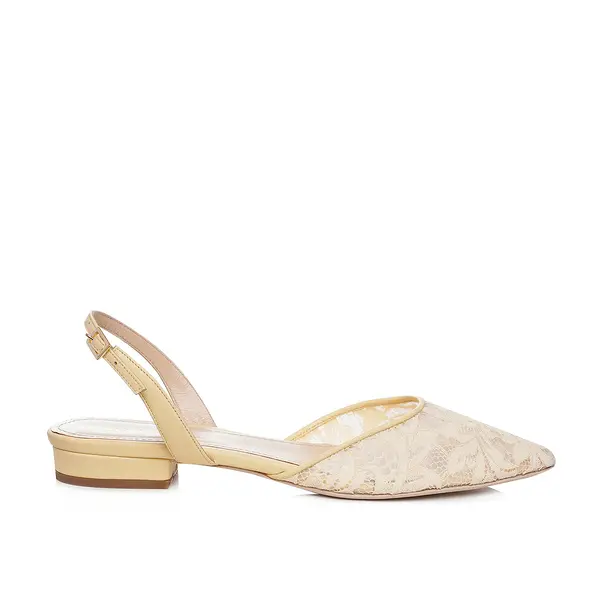 Balerini Ines Piele Naturala/Dantela, Galben - 40.5 / 1 cm