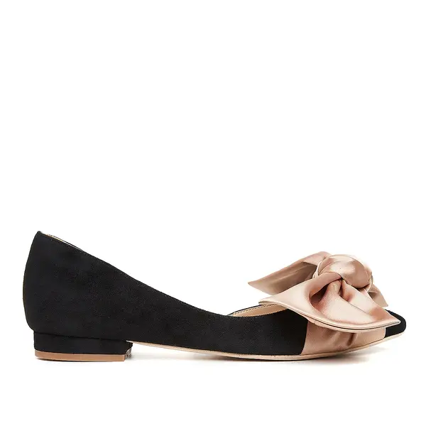 Balerini Samantha cu Funda, Piele Intoarsa, Negri - 40 / 1cm