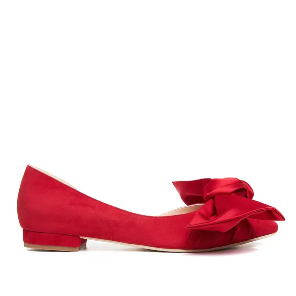 Balerini Samantha cu Funda, Piele Intoarsa, Rosii - 41 / 1 cm