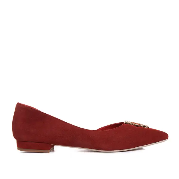 Balerini Samantha Piele Intoarsa, Caramiziu - Accesoriu Hexagonal - 34 / 1cm
