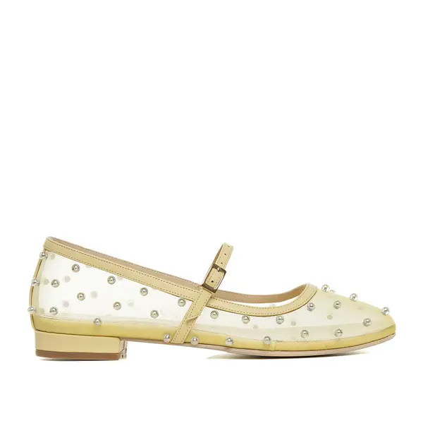 Balerini Zoe, Mesh/Piele Naturala, Galben Pal - 35 / 1 cm