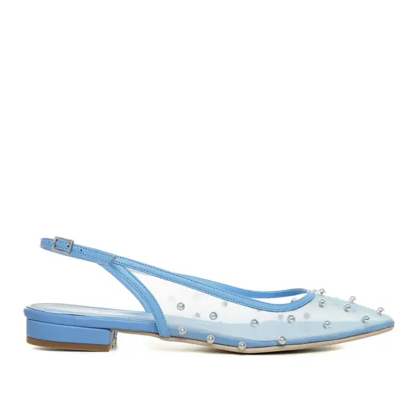 Balerini Zoe, Mesh/Piele Naturala, Varf Ascutit, Blue - 35.5 / 1 cm