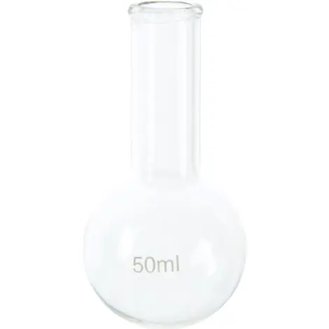 Balon cu fund rotund 50 ml, sticla borosilicat, pentru laborator scolar, uz didactic