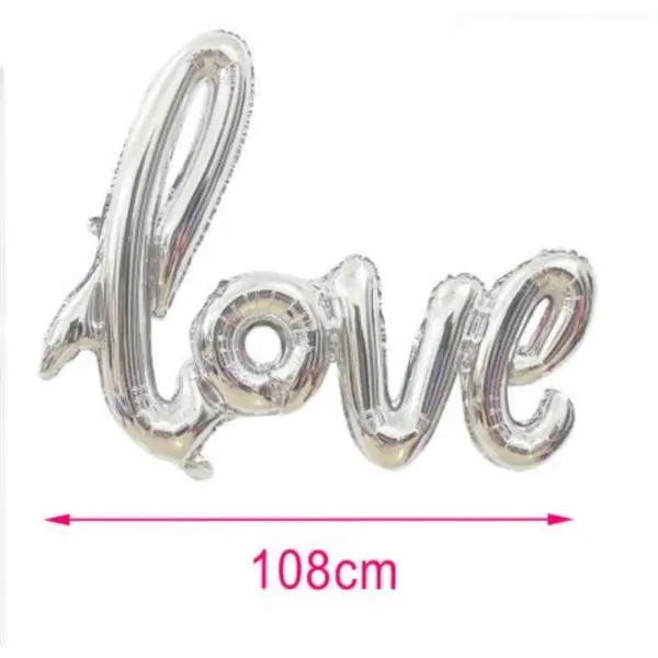 Balon din folie PartyGo Love, 108cm, argintiu